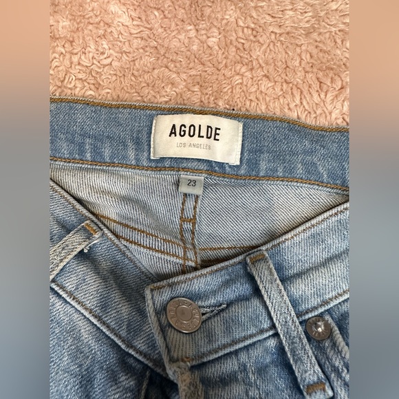 AGOLDE Nico Womens High Rise Slim Fit Jeans Light Wash Distressed Denim Size 23 - Picture 4 of 4